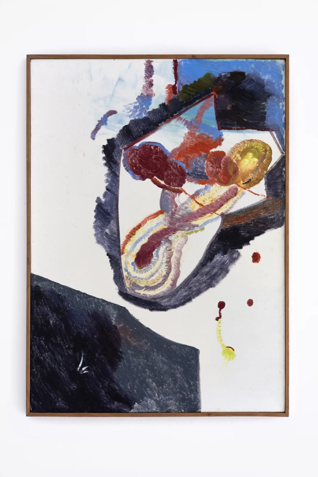 Pintura I'm always here (2000) de James Hd Brown, óleo sobre lino con formas rojas, amarillas y negras