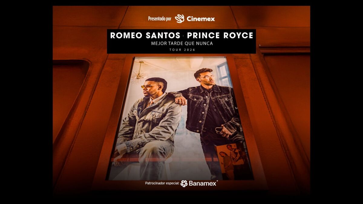 Romeo Santos y Prince Royce, imagen oficial del Mejor Tarde Que Nunca Tour en Ticketmaster